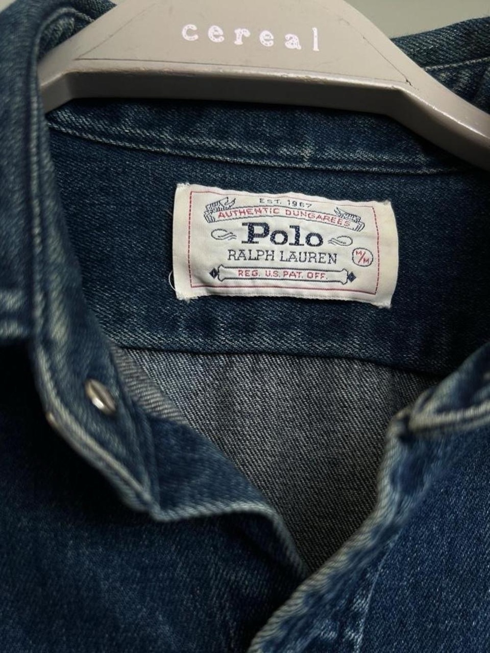 RARE vintage Polo Ralph Lauren Authentic Dungarees Denim chore work shirt M